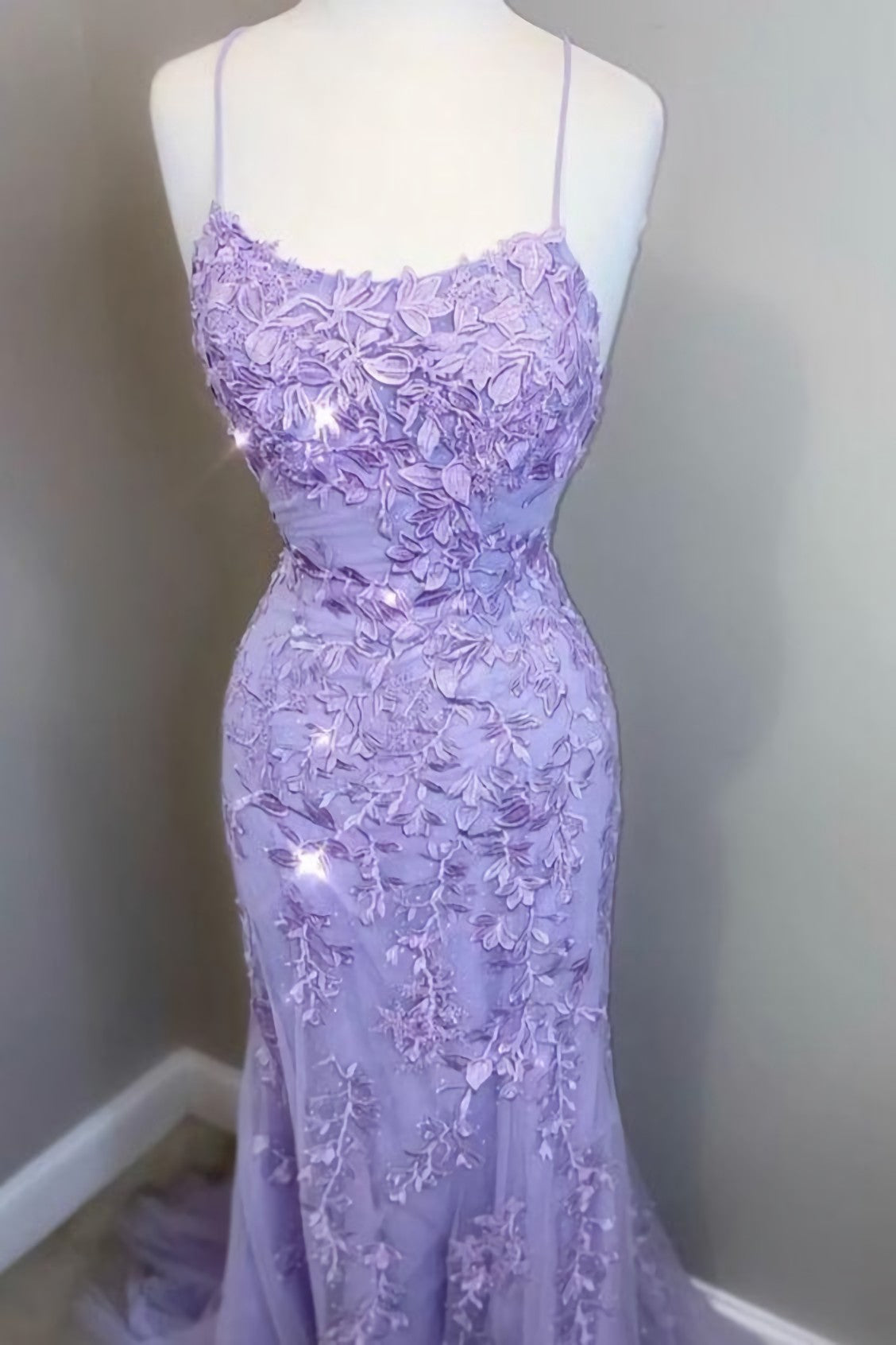 Mermaid 2024 Lavender Lace Long Corset Prom Dress, Corset Formal Dress outfit, Evening Dress Gold