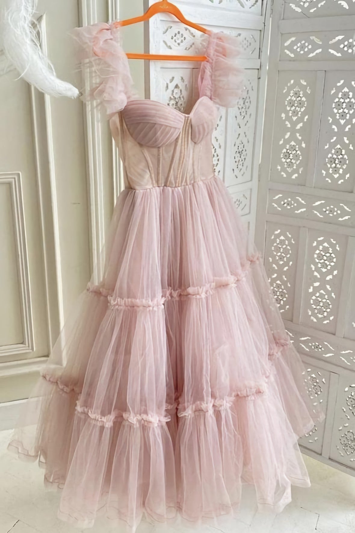 Cute Tulle Short Corset Prom Dress, Pink Evening Dress outfit, Evening Dresses 2030