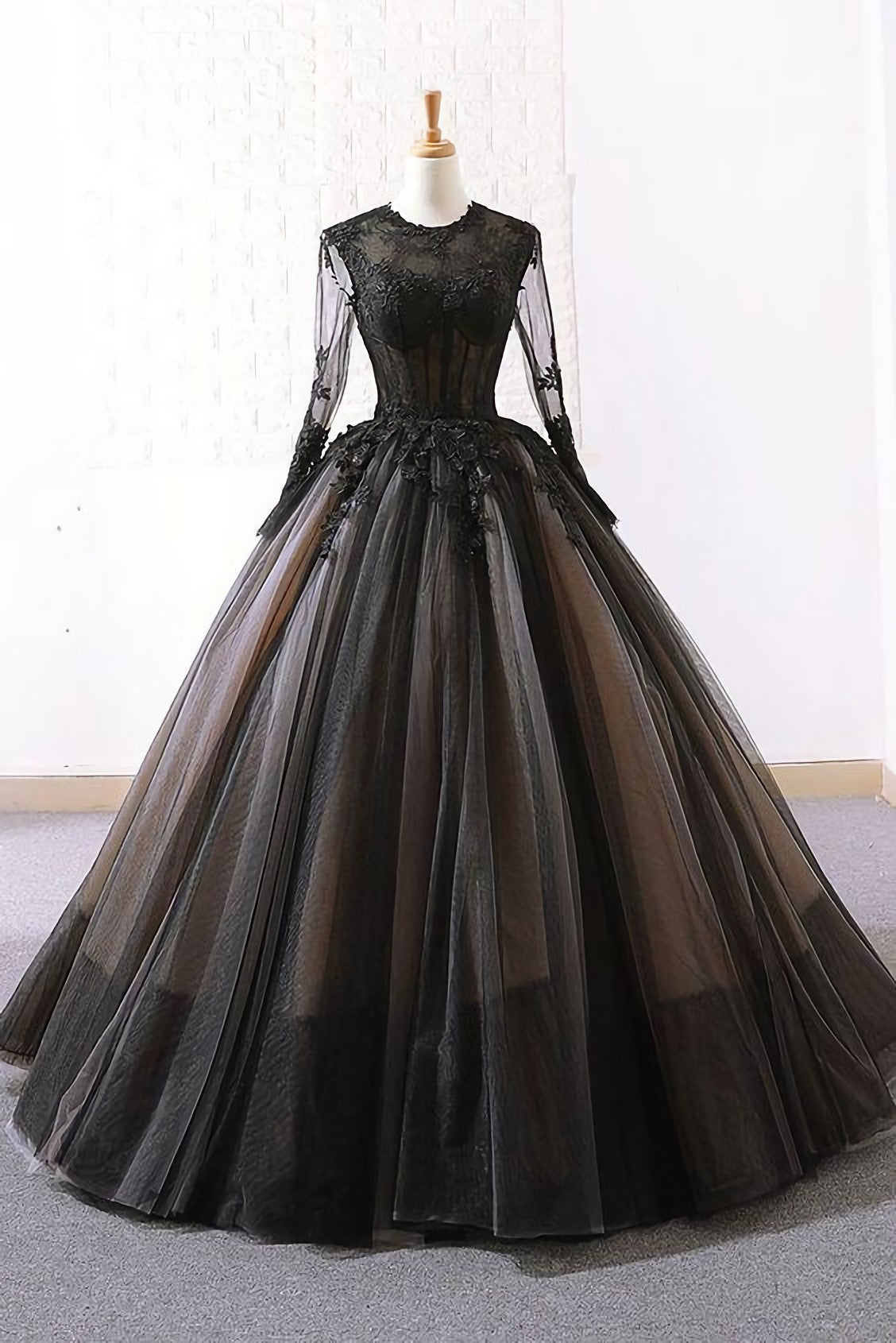 Long Black Corset Ball Gown Evening Dress, Corset Prom Dresses outfit, Evening Dress Designer