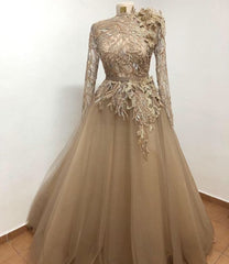Elegant Champagne Long Corset Prom Dress, Tulle Corset Formal Dress outfit, Evening Dress Designs
