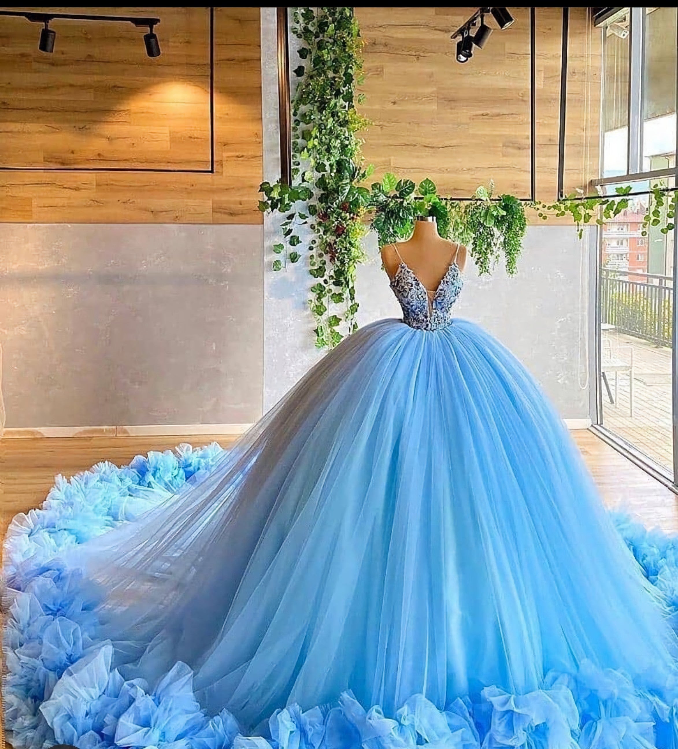 Elegant Blue Corset Ball Gown Quinceanera Corset Prom Dress, For Sweet 16 Outfits, Blue Gown