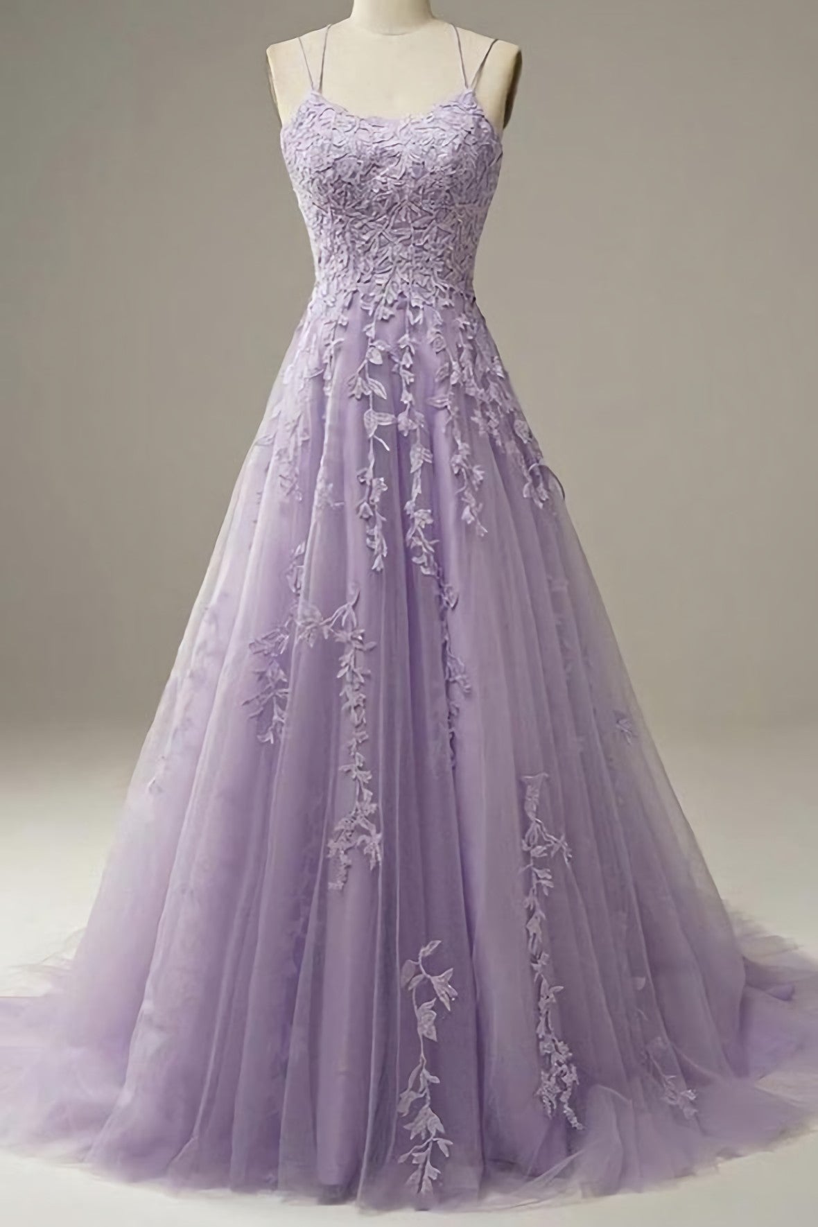 Purple Lace Long A Line Corset Prom Dress, Evening Dress outfit, Evening Dress Sleeves