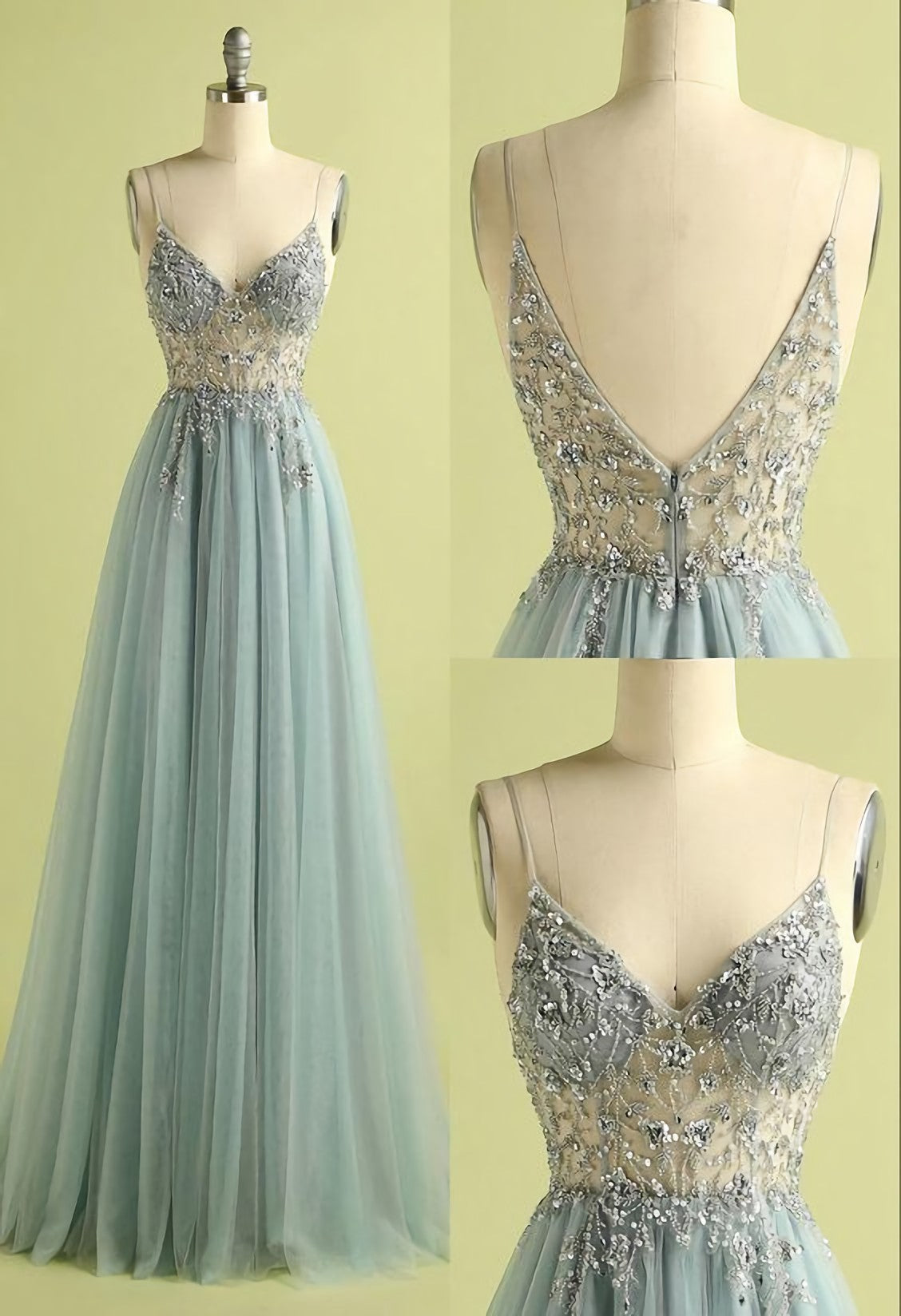 Vintage Corset Prom Dresses, V Neck Slit Tulle Dress outfit, Evening Dresses Designer