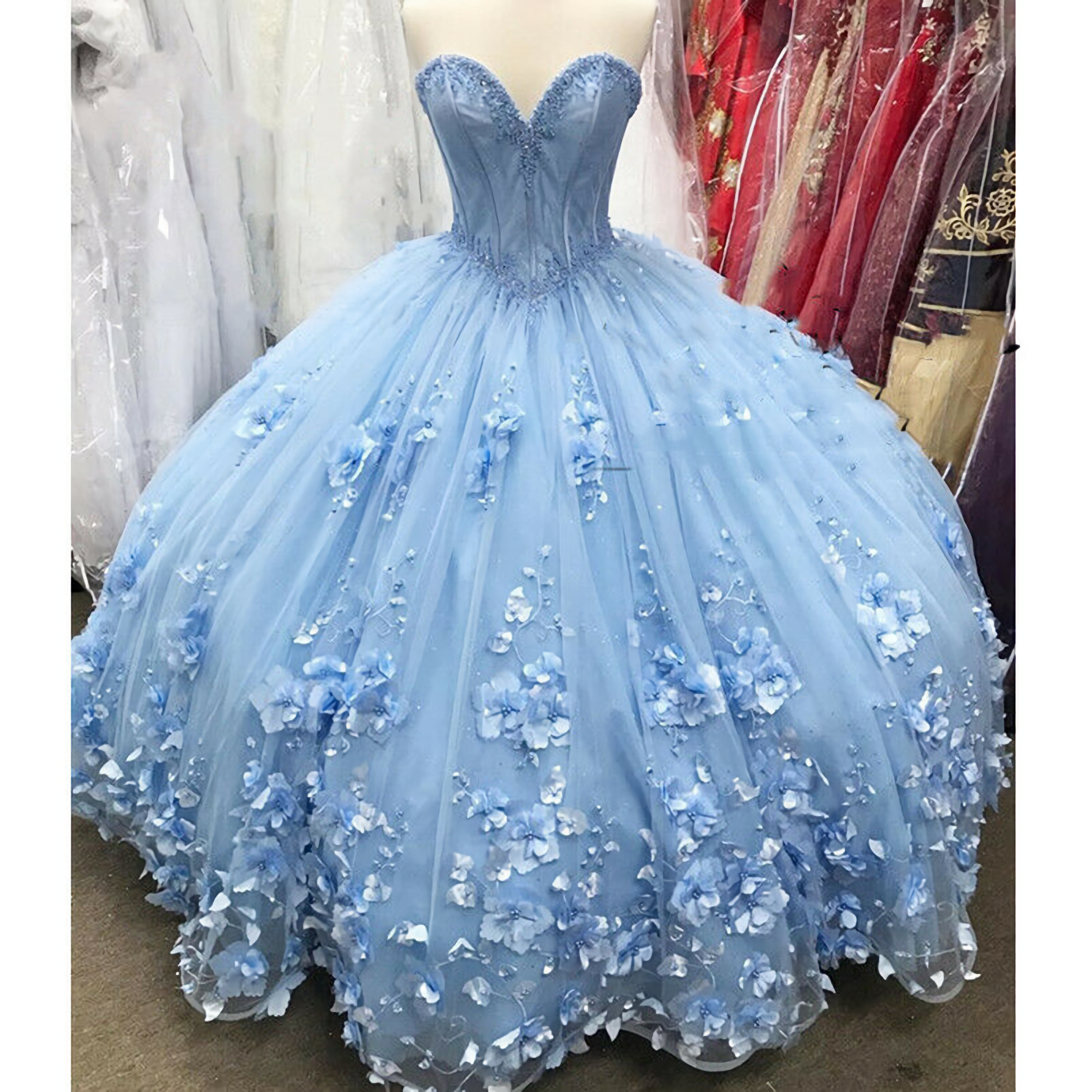 Light Blue Corset Formal Occasion Dress, Corset Prom Dresses outfit, Evening Dresses Sale