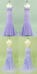 2024 Mermaid Lavender Long Corset Prom Dress, With Lace Up Back Gowns, Bridesmaid Gown