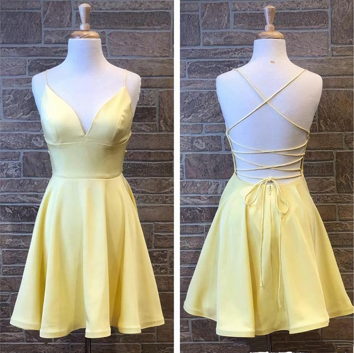 Yellow Short Corset Homecoming Party Dress Outfits, Prom Dresses Colors