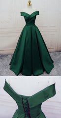Emerald Dark Green Satin Senior Grad Corset Prom Dress outfits, Evening Dresses Online Shop