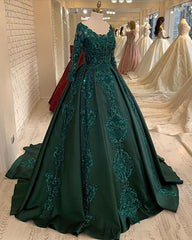 Long Sleeves Green Corset Wedding Dress, Corset Ball Gown Corset Prom Dress outfits, Weddings Dress Styles