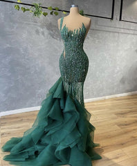 Green Long Corset Prom Dress, Sexy Evening Gown outfits, Evening Dresses Vintage