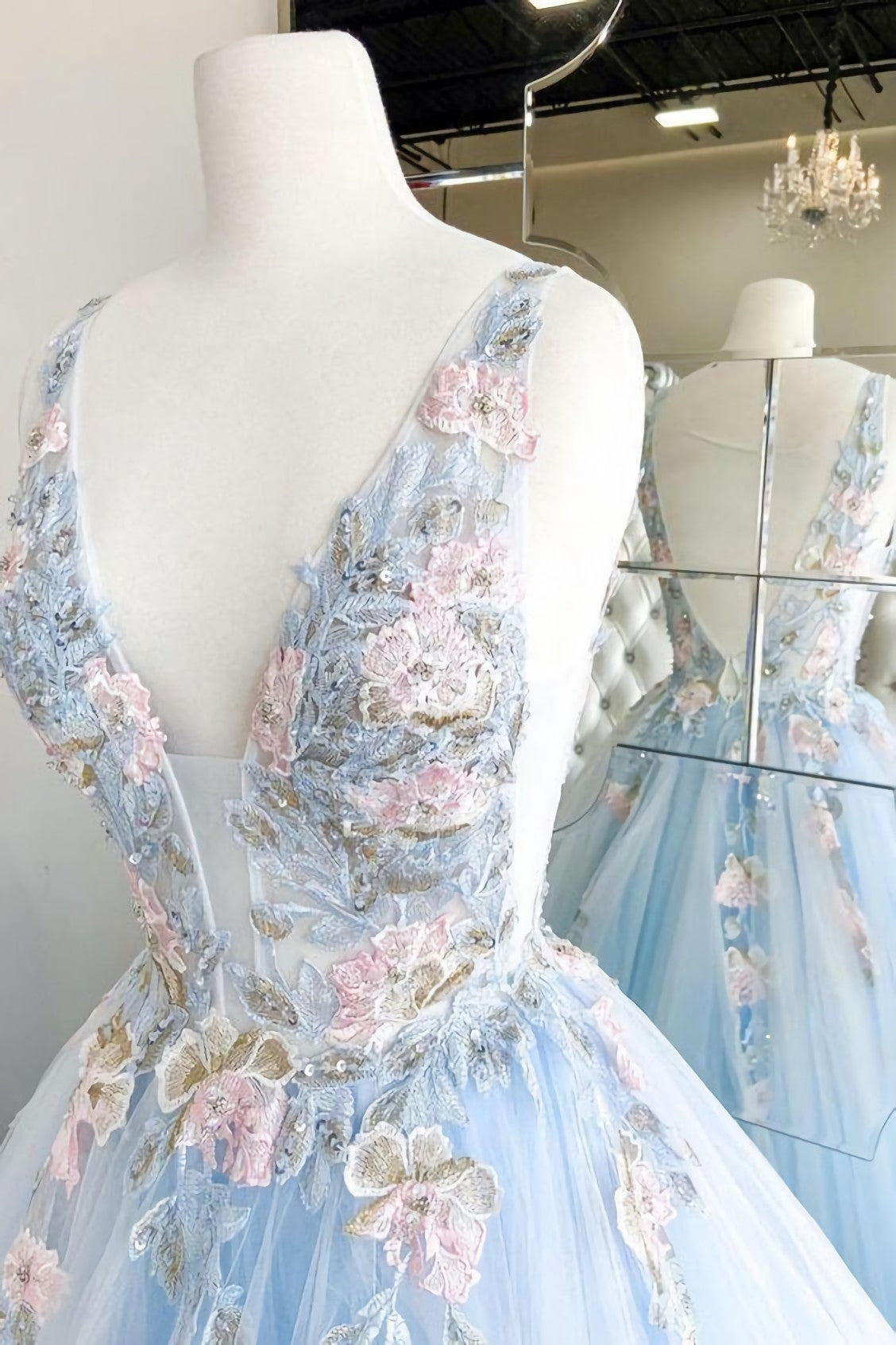 Baby Blue Corset Prom Dress, With Embroidery Gowns, Prom Dress On Sale