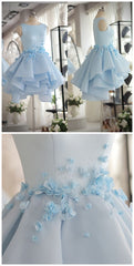 Light Blue Satin Organza Short Party Dress, Cute Corset Homecoming Dress outfit, Prom Dress Guide