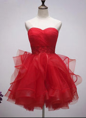 Beautiful Red Tulle Short Sweetheart Corset Homecoming Dress, Lace Up Teen Party Dress, Tea Corset Formal Dress outfit, Prom Dress Long Formal Evening Gown