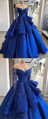 Unique Blue Lace Long Corset Prom Dress, Blue Long Evening Dress outfit, Homecoming Dresses Classy Elegant