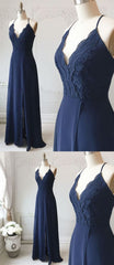 Spaghetti Straps Floor Length Navy Blue Lace Corset Prom Dresses, Navy Blue Lace Corset Formal Evening Corset Bridesmaid Dresses outfit, Prom Dresses Elegant
