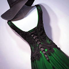 Chaming Black and Green Tulle V-neckline Long Party Dress, V-neckline Corset Prom Dresses outfit, Prom Dresses Websites