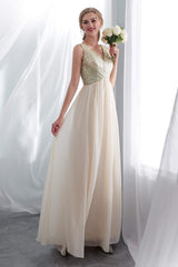 Champagne Chiffon Backless Long Corset Prom Dresses with Sequins Gowns, Evening Dresses Velvet