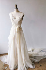 Champagne Chiffon Long A-Line Corset Prom Dress, Simple V-Neck Evening Dress outfit, Formal Dresses For Weddings Near Me