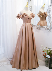 Champagne Satin Long Party Dress Corset Prom Dress, A-line Simple Corset Formal Dress outfit, Gown Dress Elegant