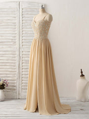 Champagne Sweetheart Neck Beads Long Corset Prom Dress Evening Dress outfit, Formal Dresses Long Gowns