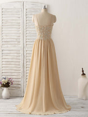 Champagne Sweetheart Neck Beads Long Corset Prom Dress Evening Dress outfit, Formal Dress Boutiques Near Me