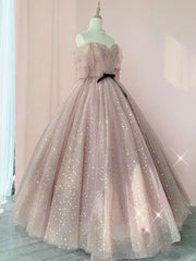 Champagne Tulle Long Corset Prom Dress ,Tulle Lace Evening Dress outfit, Senior Prom Dress