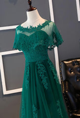 Charming Dark Green Long A-line Party Dress , Corset Bridesmaid Dress outfit, Formal Dresses Long Blue