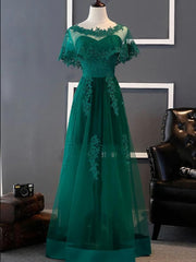 Charming Dark Green Long A-line Party Dress , Corset Bridesmaid Dress outfit, Formal Dresses Cocktail