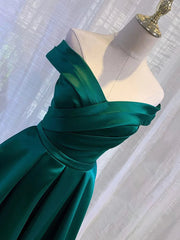 Charming Dark Green Satin Long Junior Corset Prom Dress, Off Shoulder Evening Gown outfits, Salad Dress Recipes