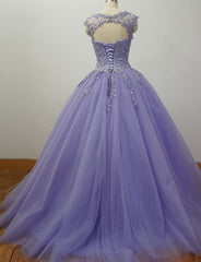 Charming Corset Formal Dress , Quinceanera Dresses with Appliques Gowns, Prom Dresses Elegant