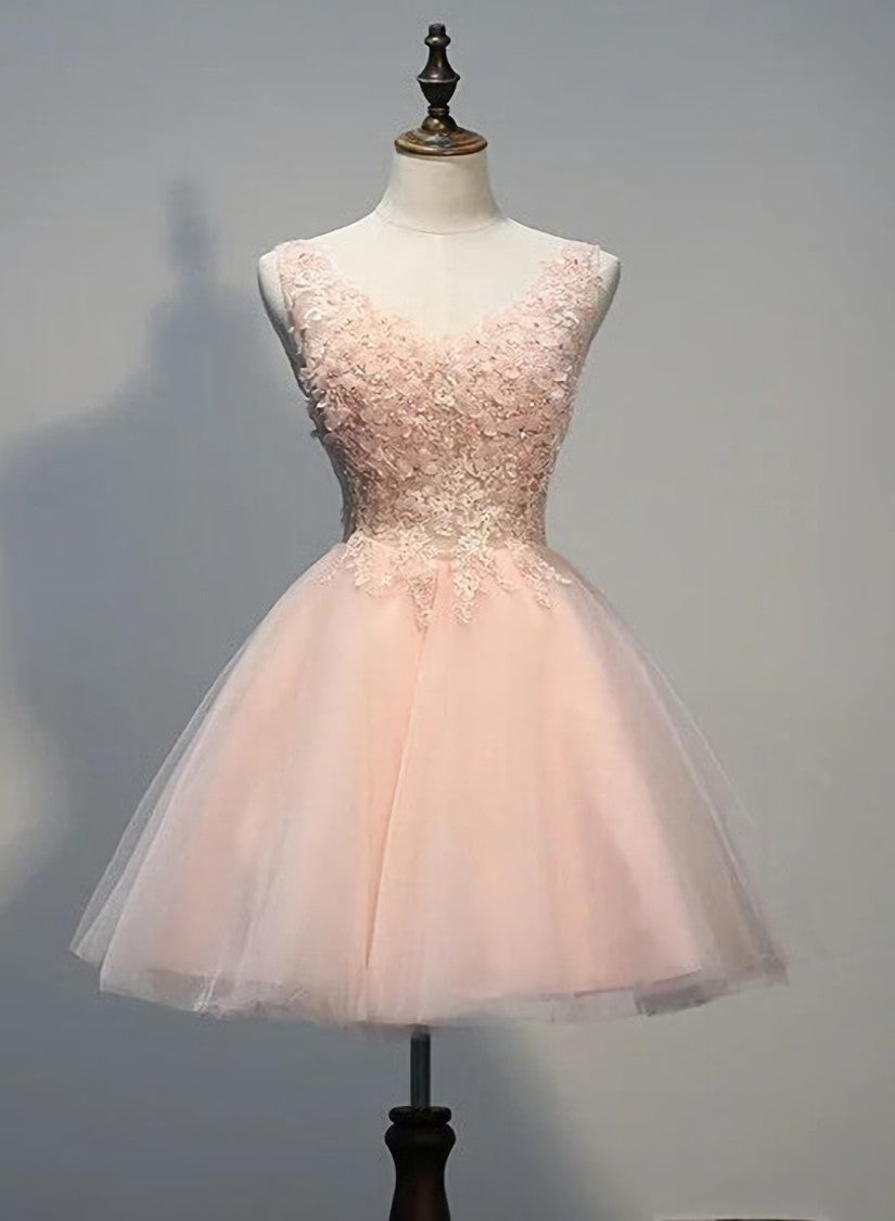 Charming Pearl Pink Tulle Corset Formal Dress , Lovely Corset Homecoming Dresses outfit, Prom Dresses 2018