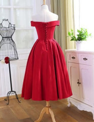 Charming Satin Red Off The Shoulder Corset Homecoming Dress, Party Dress Outfits, Formal Dress Attire For Wedding