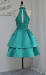 Chic Green Satin and Lace Layers Corset Homecoming Dress, New Corset Homecoming Dress outfit, Homecoming Dress Under 58
