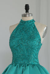 Chic Green Satin and Lace Layers Corset Homecoming Dress, New Corset Homecoming Dress outfit, Homecomming Dresses Cute