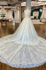 Chic Long A-line V-neck Floral Lace Open Back Corset Wedding Dresses outfit, Wedding Dresses Classic