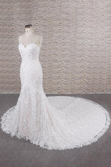 Chic Long Mermaid Sweetheart Spaghetti Strap Appliques Lace Corset Wedding Dress outfit, Wedding Dress Under 202