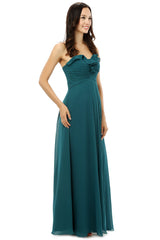 Chiffon Hunter Green Sweatheart Neck Long Corset Bridesmaid Dresses outfit, Party Dresses And Tops