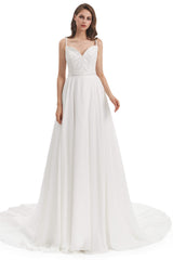 Chiffon Lace Spaghetti Straps Beading Corset Wedding Dresses outfit, Wedding Dress For Bridesmaid