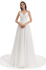 Chiffon Lace Spaghetti Straps Beading Corset Wedding Dresses outfit, Wedding Dresses Designs