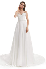 Chiffon Lace Spaghetti Straps Beading Corset Wedding Dresses outfit, Wedding Dresses Design