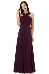 Chiffon Purple Halter Long Corset Bridesmaid Dresses outfit, Party Dress Cocktail