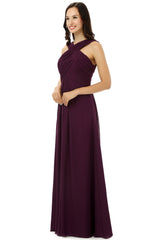 Chiffon Purple Halter Long Corset Bridesmaid Dresses outfit, Party Dress New Look