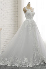 Classic Round neck Lace appliques White Princess Corset Wedding Dress outfit, Wedding Dress Inspo