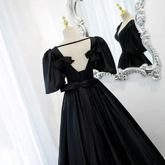 Classy Black Corset Prom Dress Corset Formal Dresses with Bubble Sleeves Gowns, Bridesmaid Dresses Orange