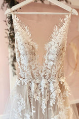 Classy Long A-line Tulle Appliques Lace Corset Wedding Dress outfit, Wedding Dresses Elegant Simple