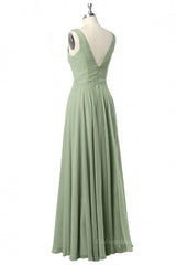 Cowl Neck Sage Green A-line Long Corset Bridesmaid Dresss outfit, Bridesmaid Dress Long Sleeve