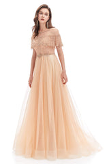 Crystal O-Neck Sleeveless A Line Tulle Corset Prom Dresses outfit, Dress To Impression
