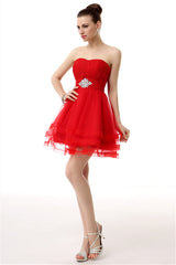 Crystals Red Short Corset Homecoming Dresses outfit, Party Dress After Wedding