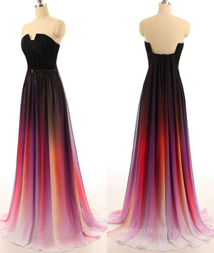 Custom Made Open Back Ombre Colorful Chiffon Corset Prom Dresses, Backless Evening Dresses outfit, Formal Dress Long Gowns
