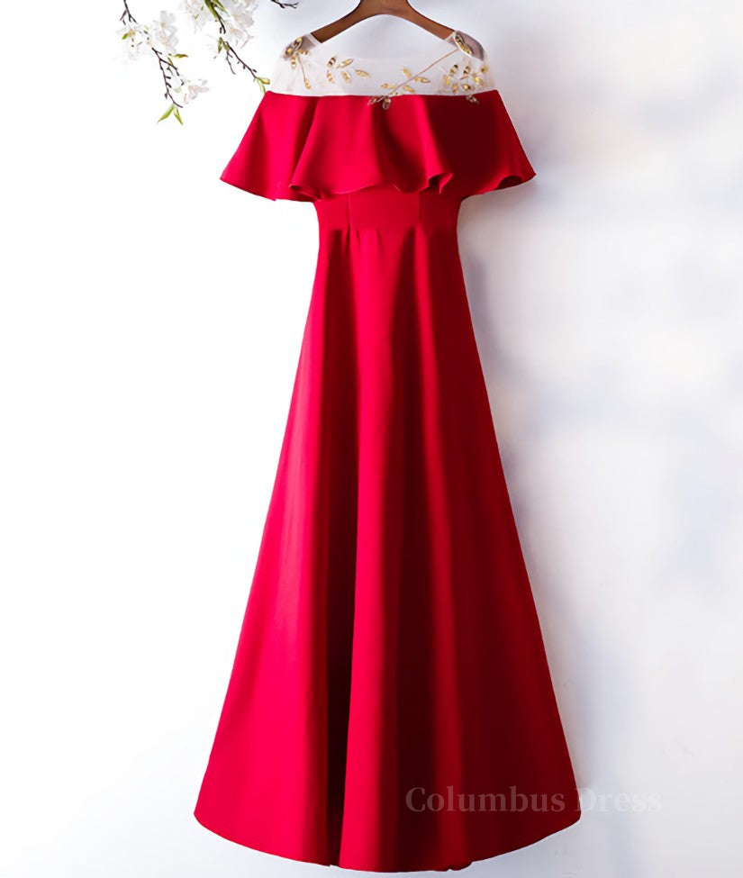 Custom Made Round Neck Red Long Corset Prom Dresses, Red Corset Prom Gown, Corset Formal Dresses outfit, Bridesmaid Dresses Inspiration