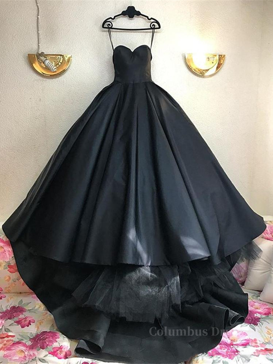 Custom Made Thin Straps Sweetheart Neck Black Corset Ball Gown, Black Long Corset Prom Dresses, Evening Dresses outfit, Bridesmaid Dresses White